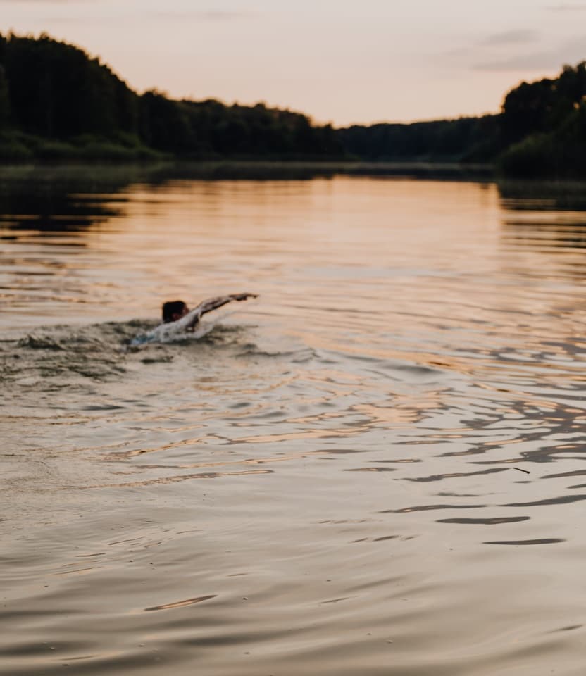 Swimming in the lake